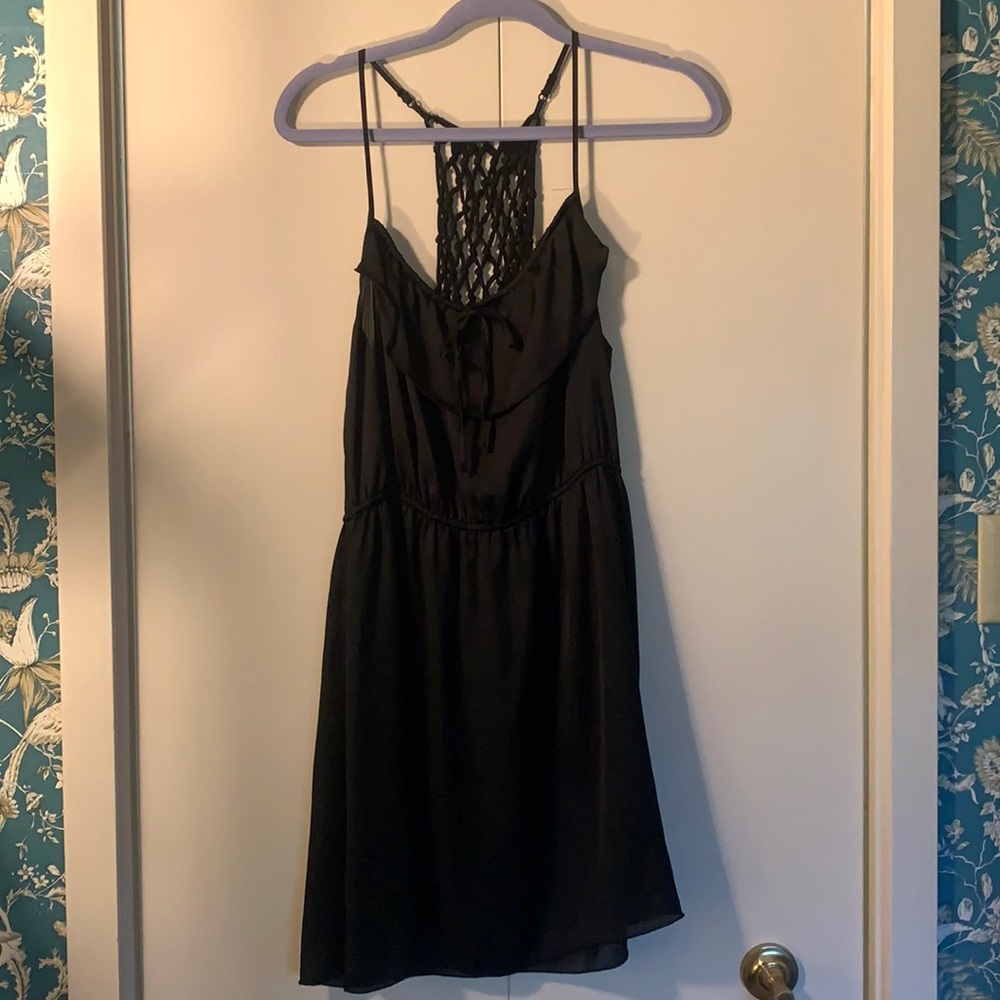 Chiffon Black Dress with Braided Racerback